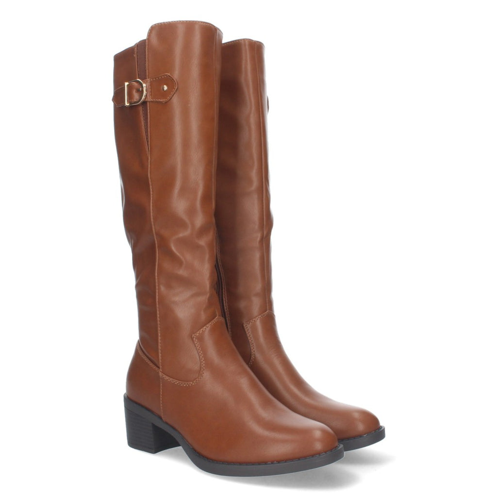 Botas Altas con Hebilla Superior - Camel (34.5cm)