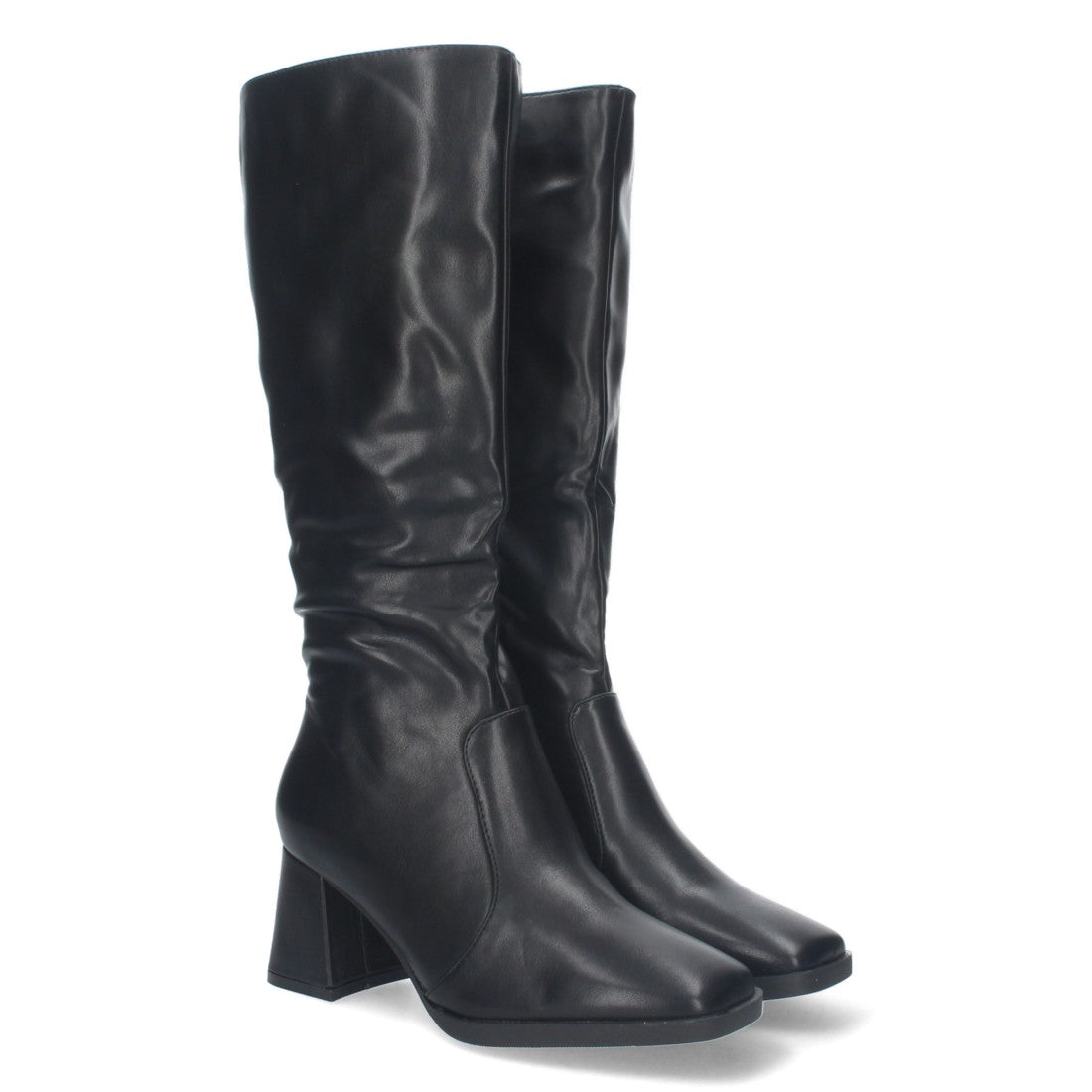 Botas Lisas con Tacón Medio - Negro (34.5cm)
