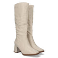 Botas Lisas con Tacón Medio - Beige (34.5cm)