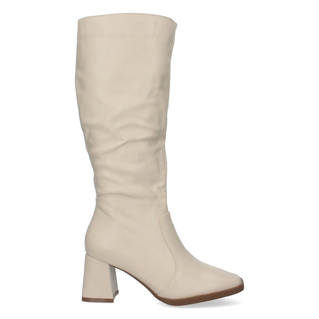 Botas Lisas con Tacón Medio - Beige (34.5cm)