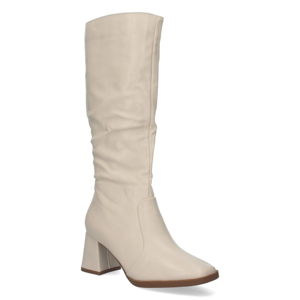 Botas Lisas con Tacón Medio - Beige (34.5cm)