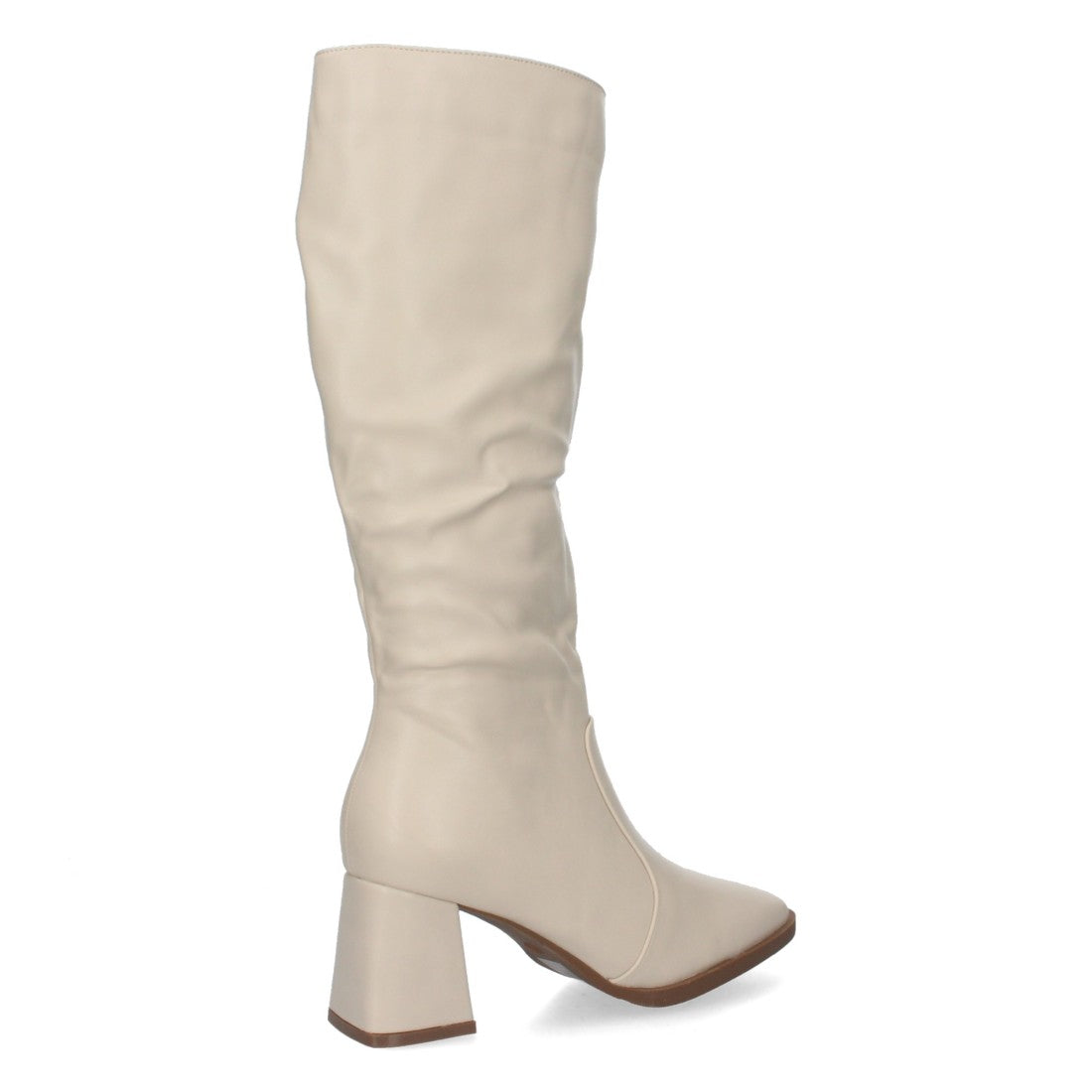 Botas Lisas con Tacón Medio - Beige (34.5cm)