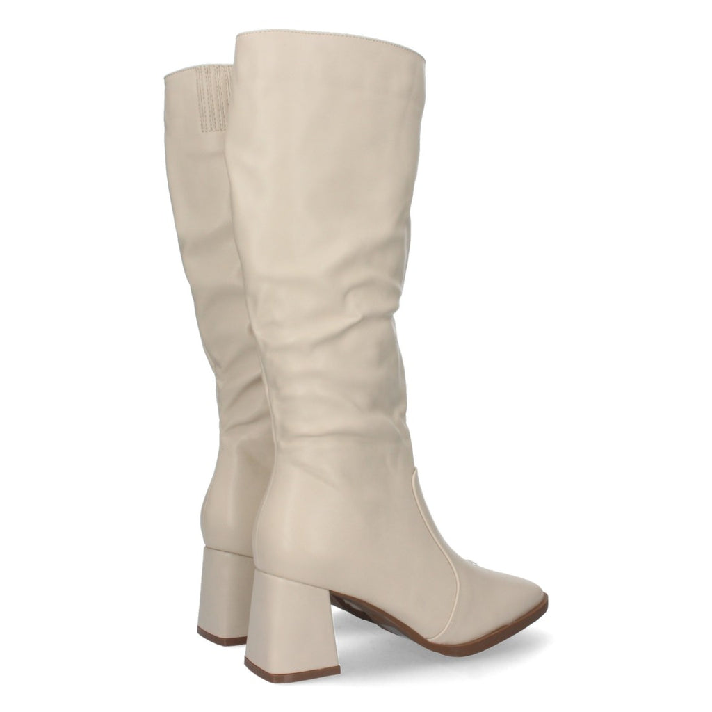 Botas Lisas con Tacón Medio - Beige (34.5cm)