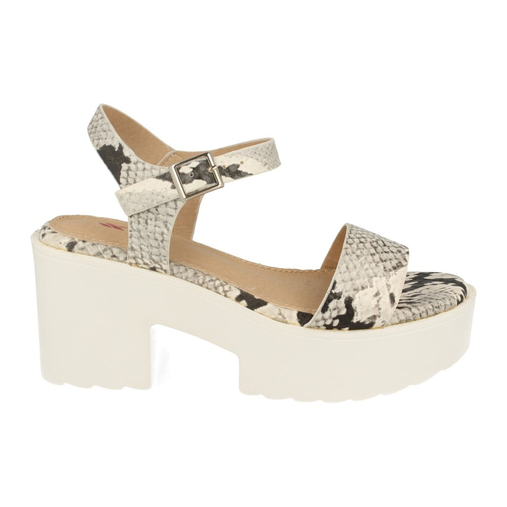 Sandalias Blancas Mujer Plataforma Pala Fina Tira Tobillo Hebilla Elegantes