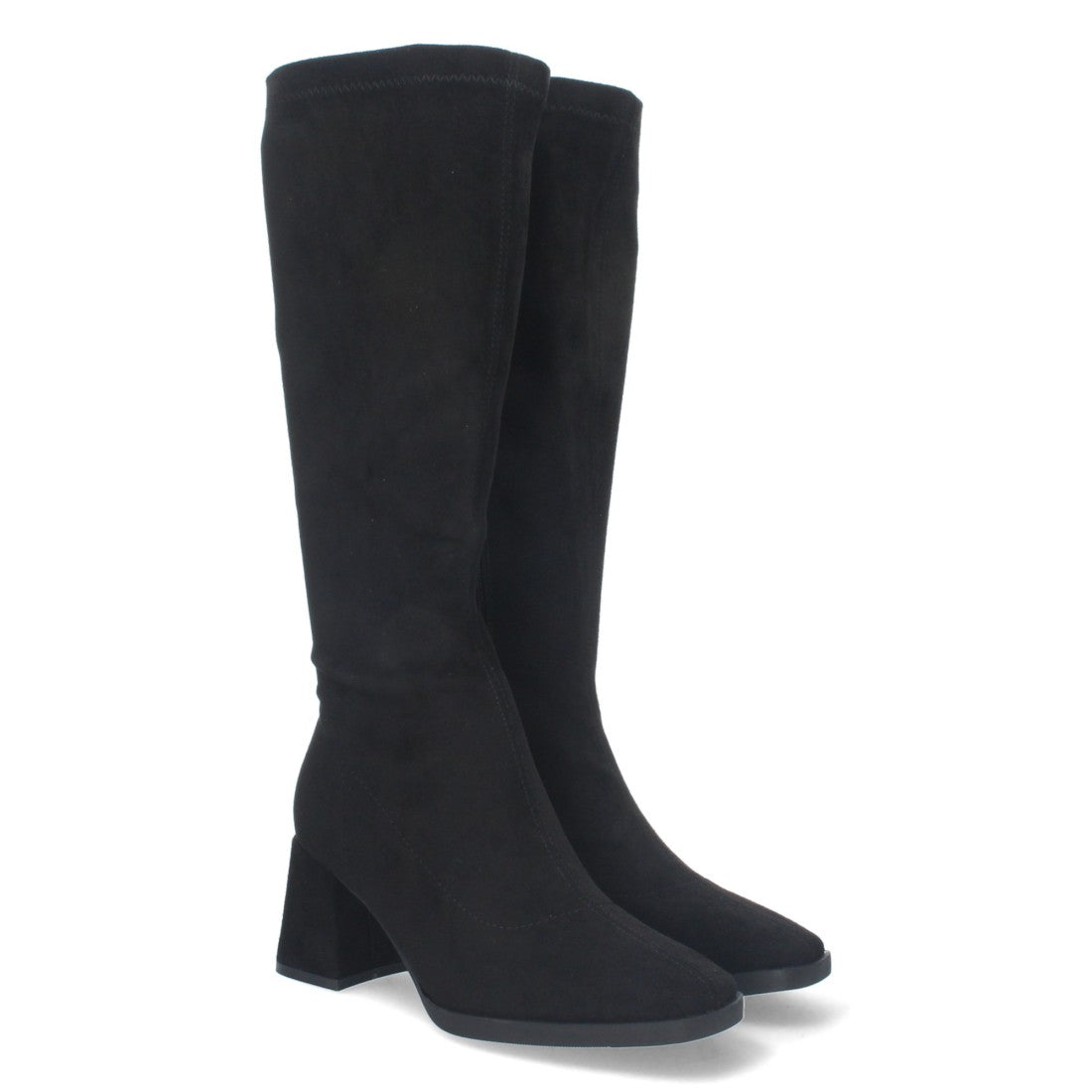 Botas Lisas con Tacón Alto - Negro (37cm)
