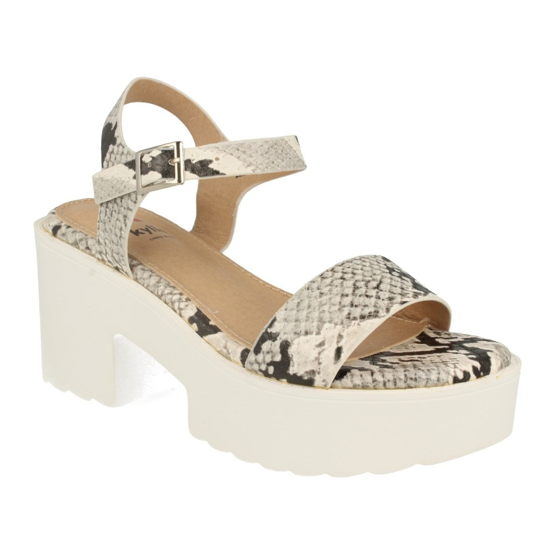 Sandalias Blancas Mujer Plataforma Pala Fina Tira Tobillo Hebilla Elegantes