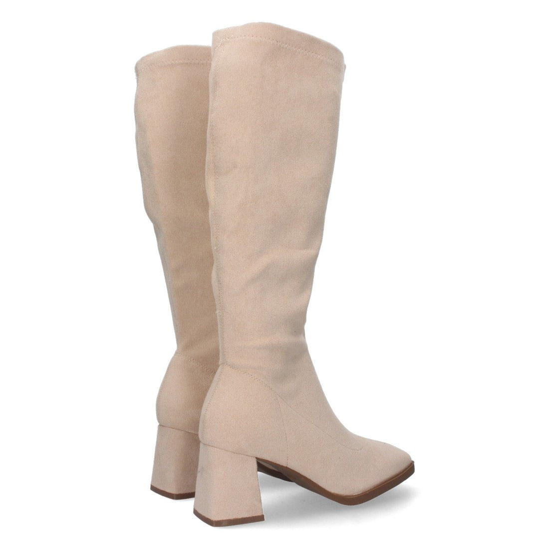 Botas Lisas con Tacón Alto - Beige (37cm)