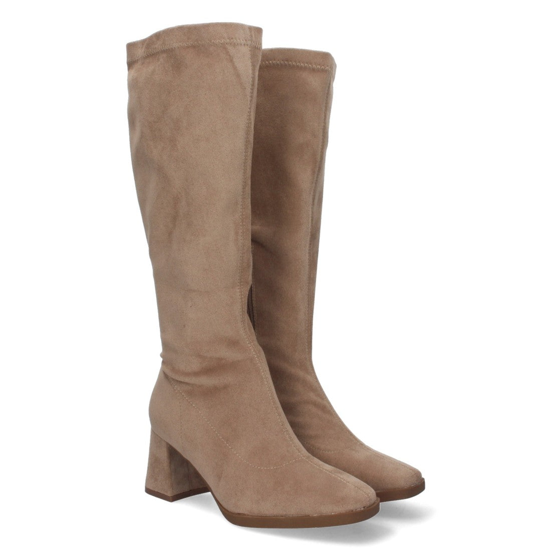 Botas Lisas con Tacón Alto - Kaki (37cm)