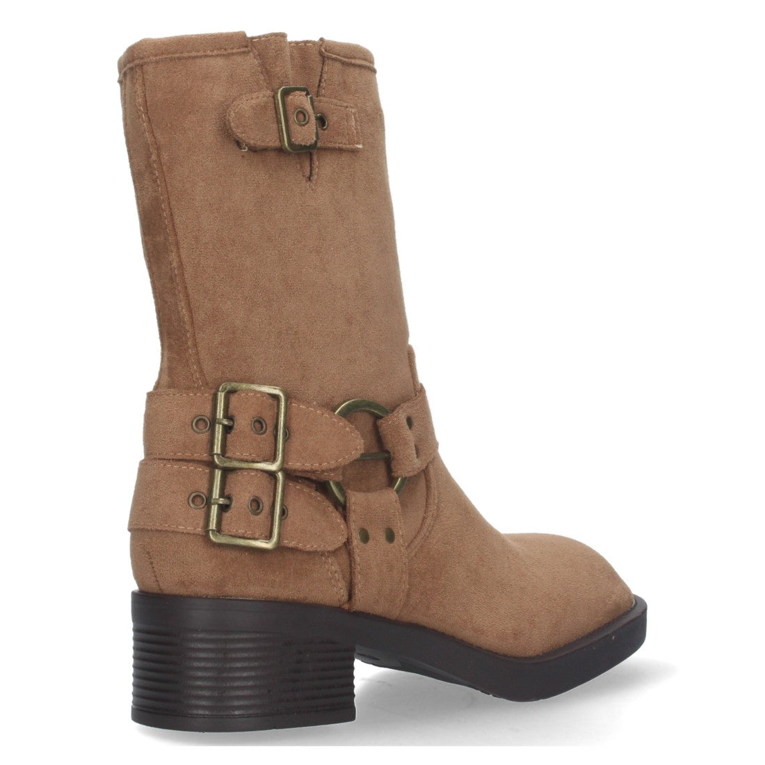Botas Moteras Camel con Tacón Bajo Caña 20cm