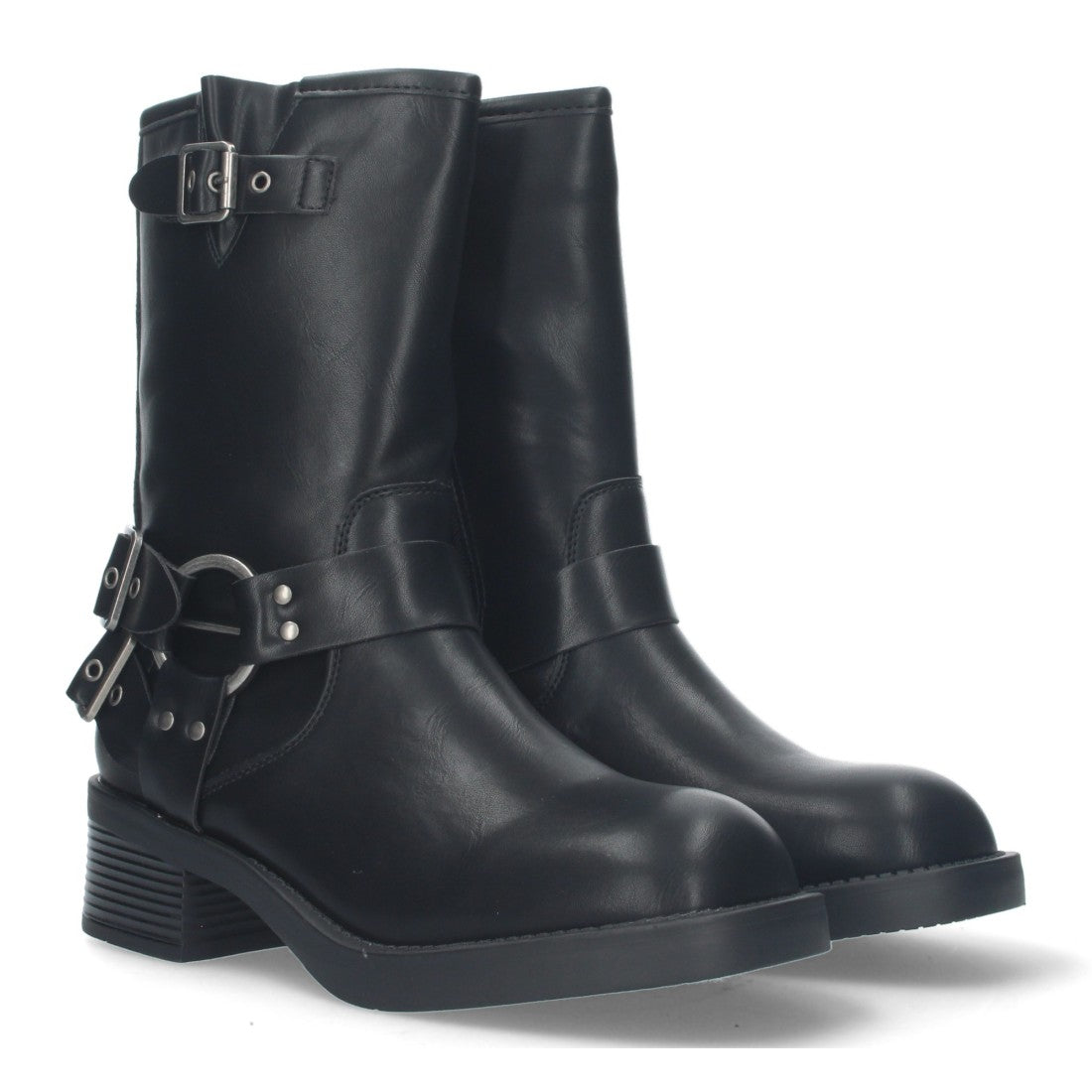 Botas Moteras Negras con Tacón Bajo Caña 20cm
