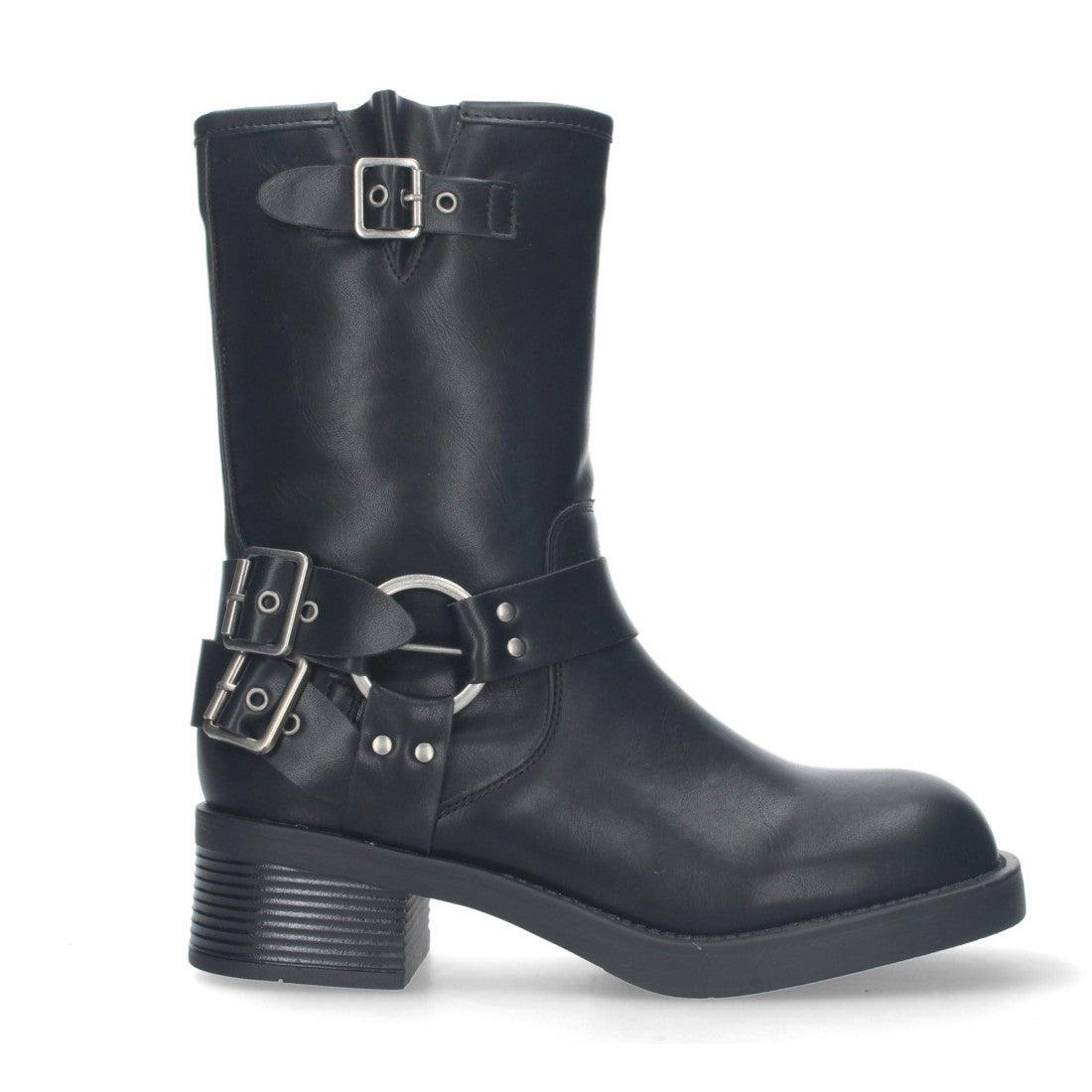 Botas Moteras Negras con Tacón Bajo Caña 20cm