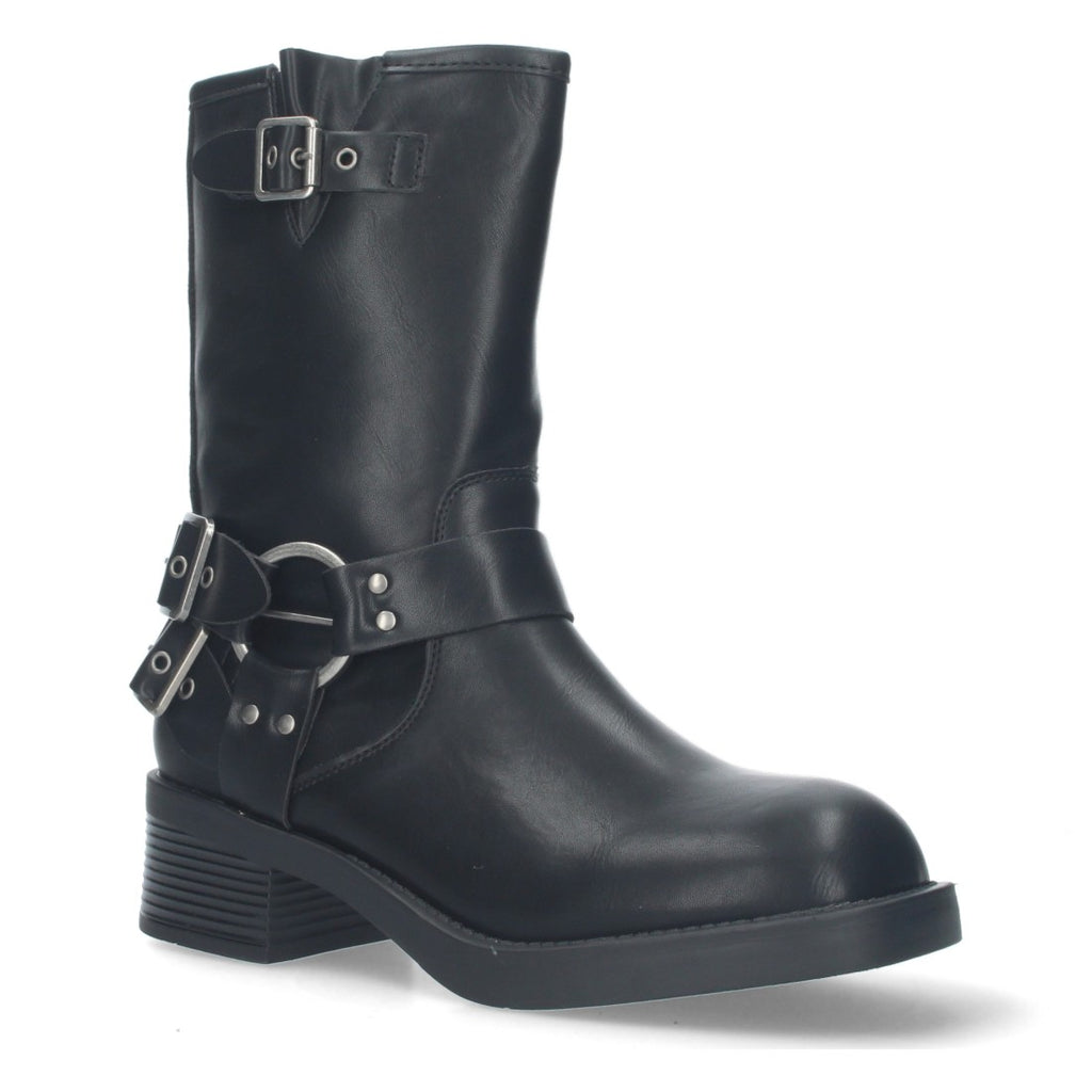 Botas Moteras Negras con Tacón Bajo Caña 20cm