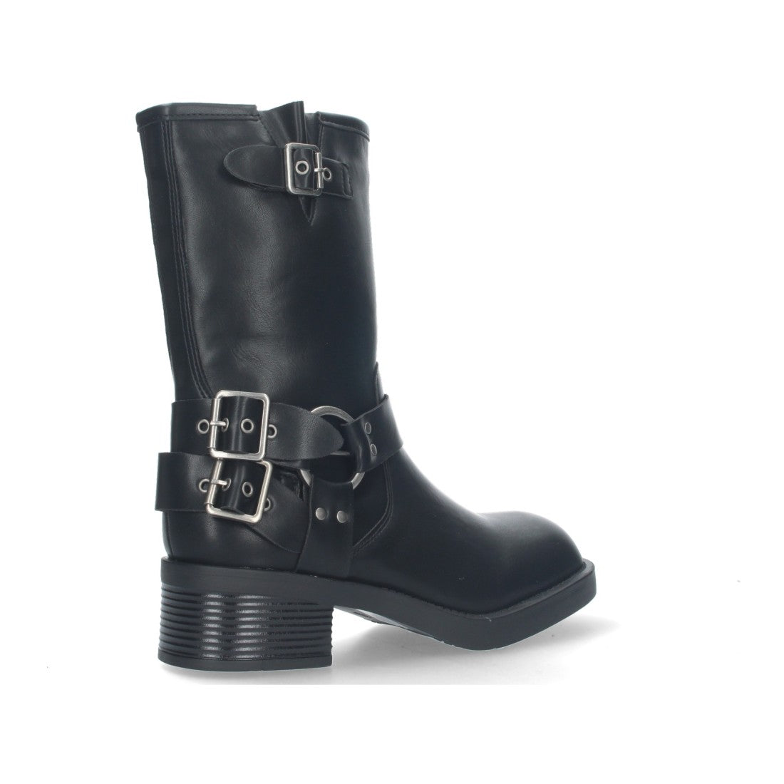 Botas Moteras Negras con Tacón Bajo Caña 20cm