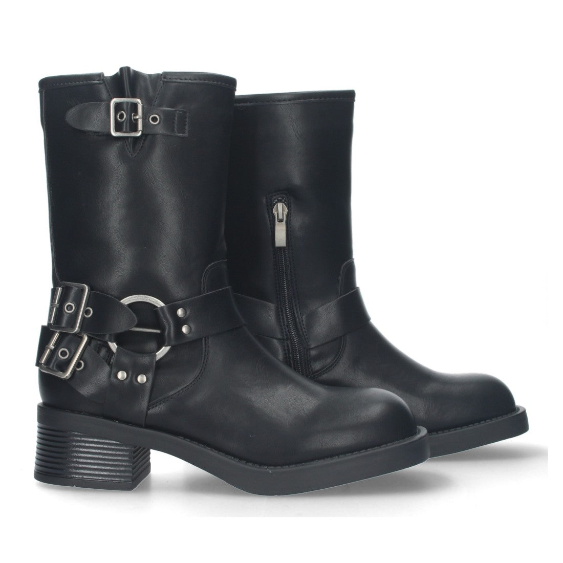 Botas Moteras Negras con Tacón Bajo Caña 20cm