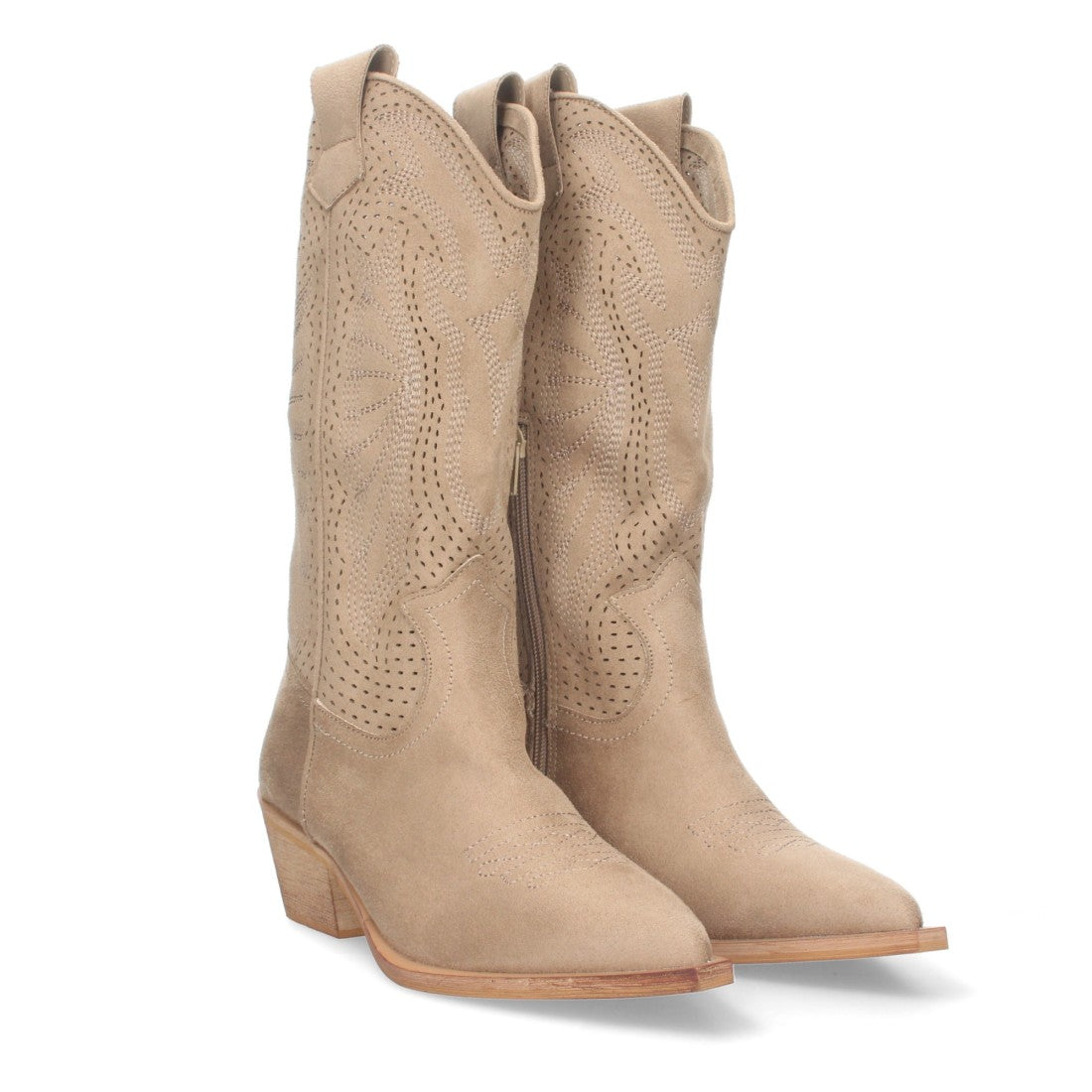 Botas Beige Camperas con Diseño Perforado y Punta Fina