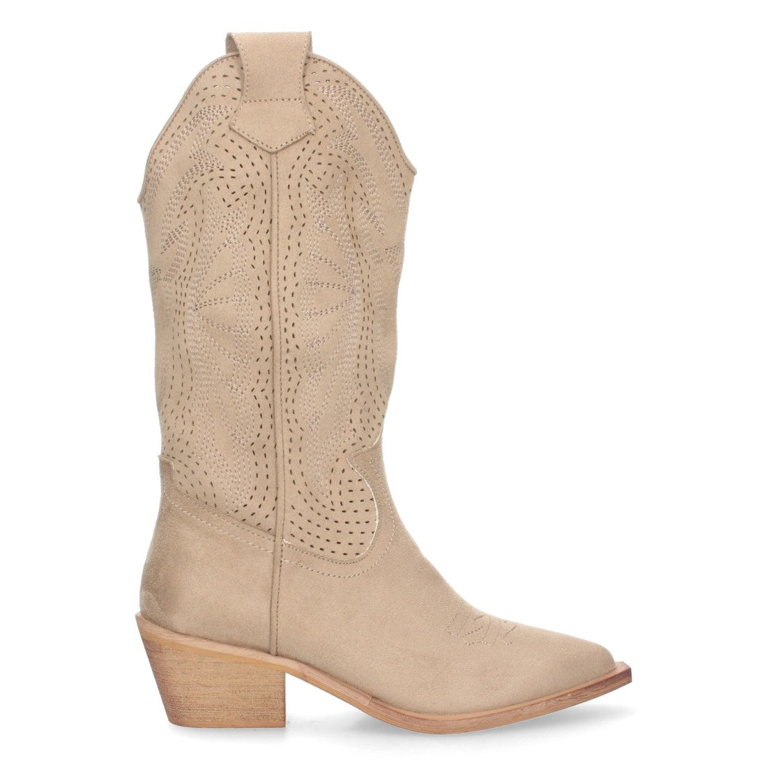 Botas Beige Camperas con Diseño Perforado y Punta Fina