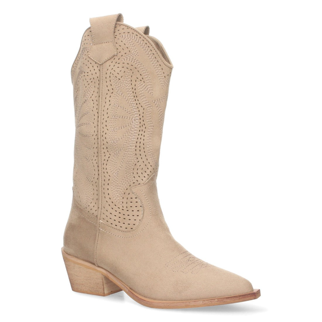 Botas Beige Camperas con Diseño Perforado y Punta Fina