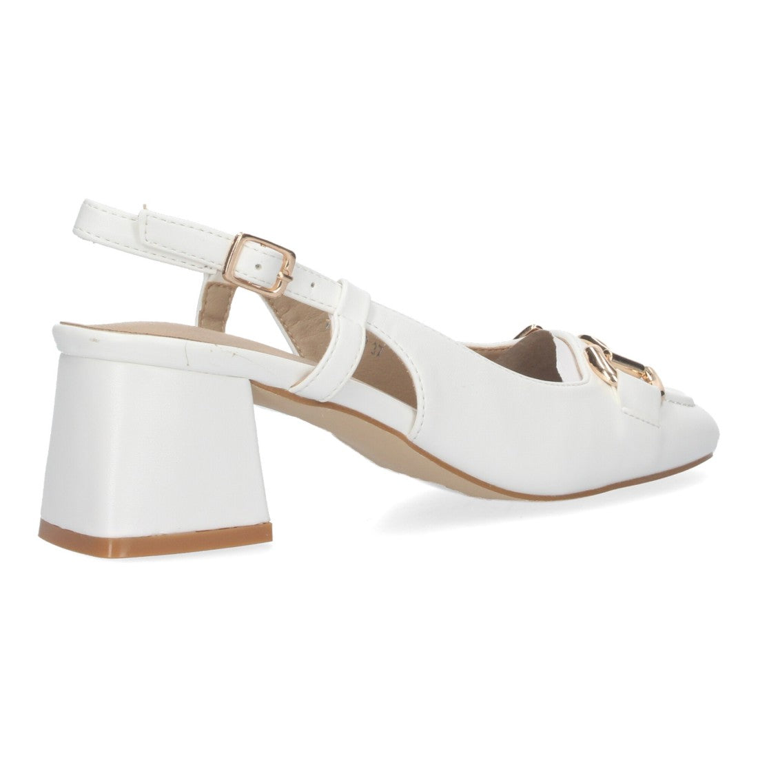 Pumps Blancos Mujer Salón Detalle Metálico Punta Fina Hebilla Elegantes