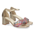 Elegante und bequeme mehrfarbige Sandalen mit Absatz für Partys und Hochzeiten