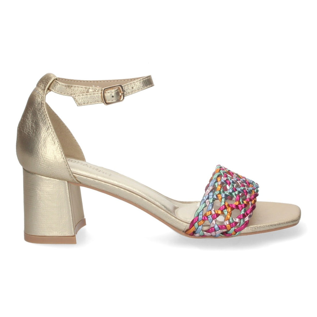 Elegante und bequeme mehrfarbige Sandalen mit Absatz für Partys und Hochzeiten