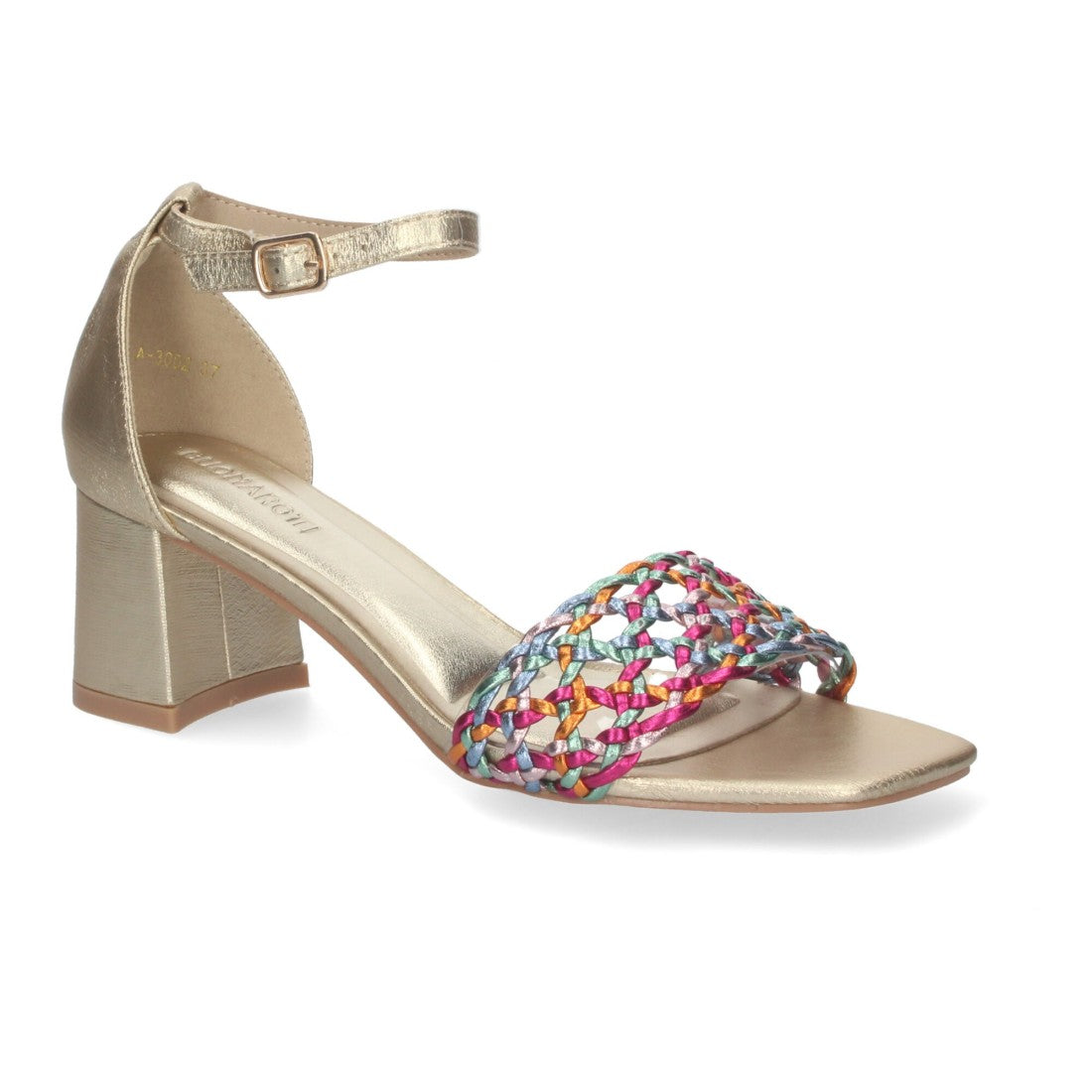 Elegante und bequeme mehrfarbige Sandalen mit Absatz für Partys und Hochzeiten