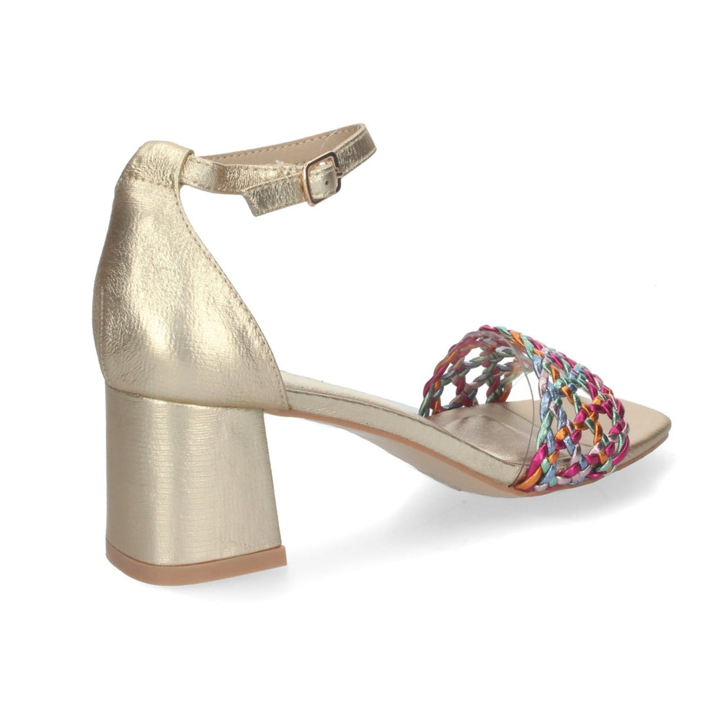 Elegante und bequeme mehrfarbige Sandalen mit Absatz für Partys und Hochzeiten