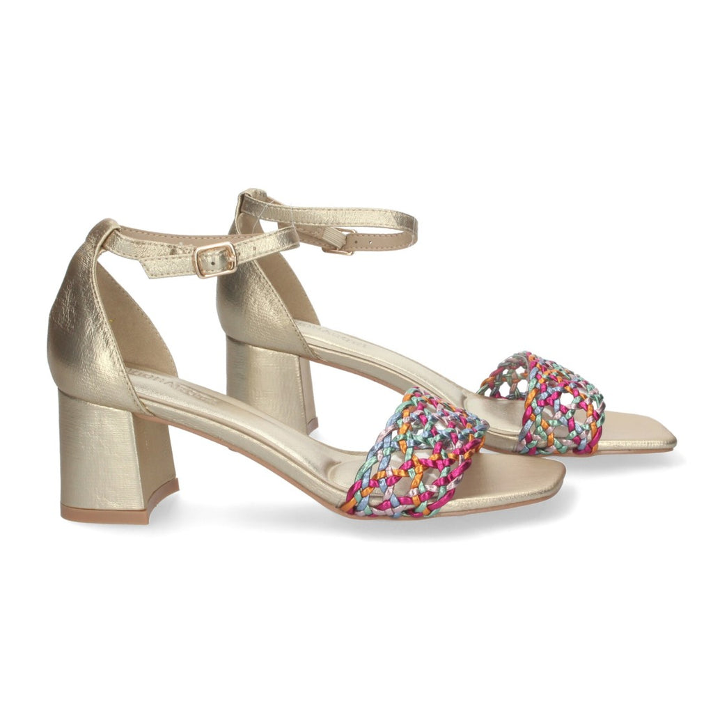 Elegante und bequeme mehrfarbige Sandalen mit Absatz für Partys und Hochzeiten
