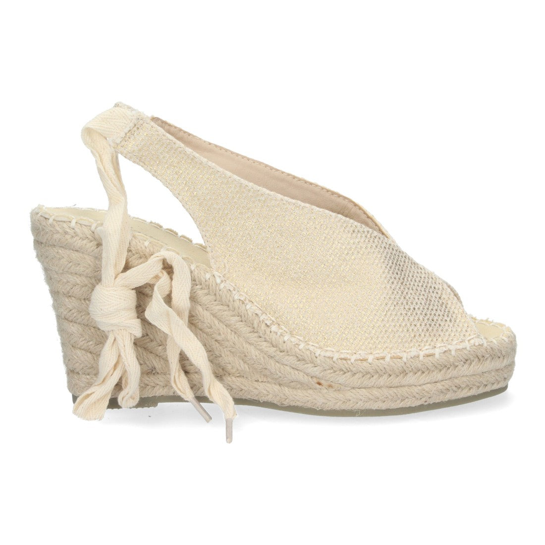 Sandalias Doradas Mujer Cuña Yute Cordones Elegantes