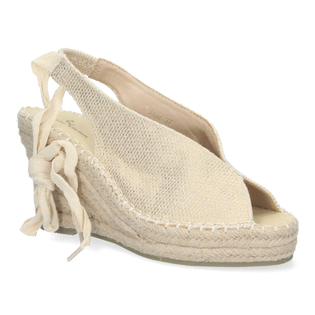 Sandalias Doradas Mujer Cuña Yute Cordones Elegantes
