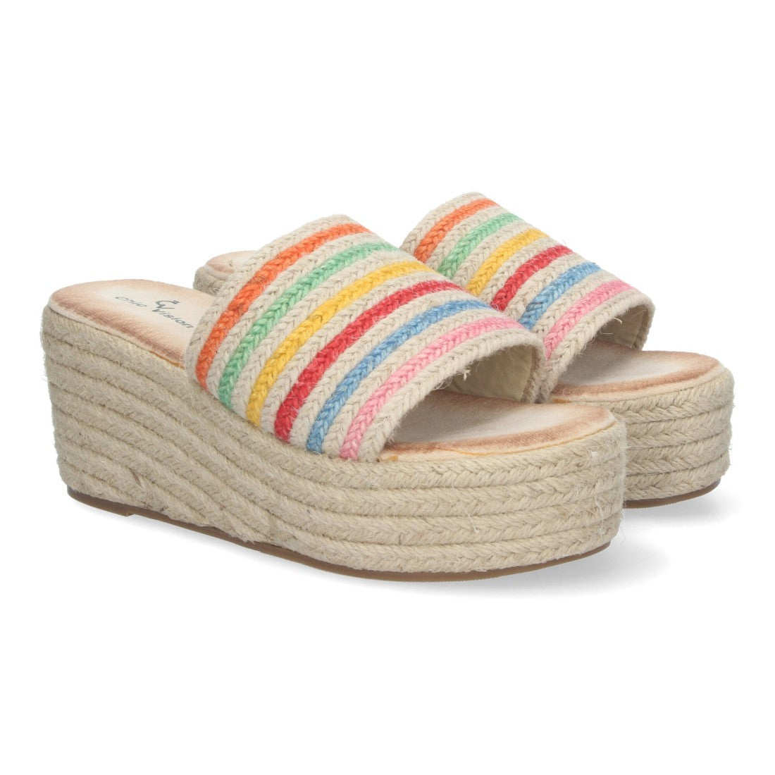 Sandalias Multicolor Mujer Plataforma Yute Elegantes