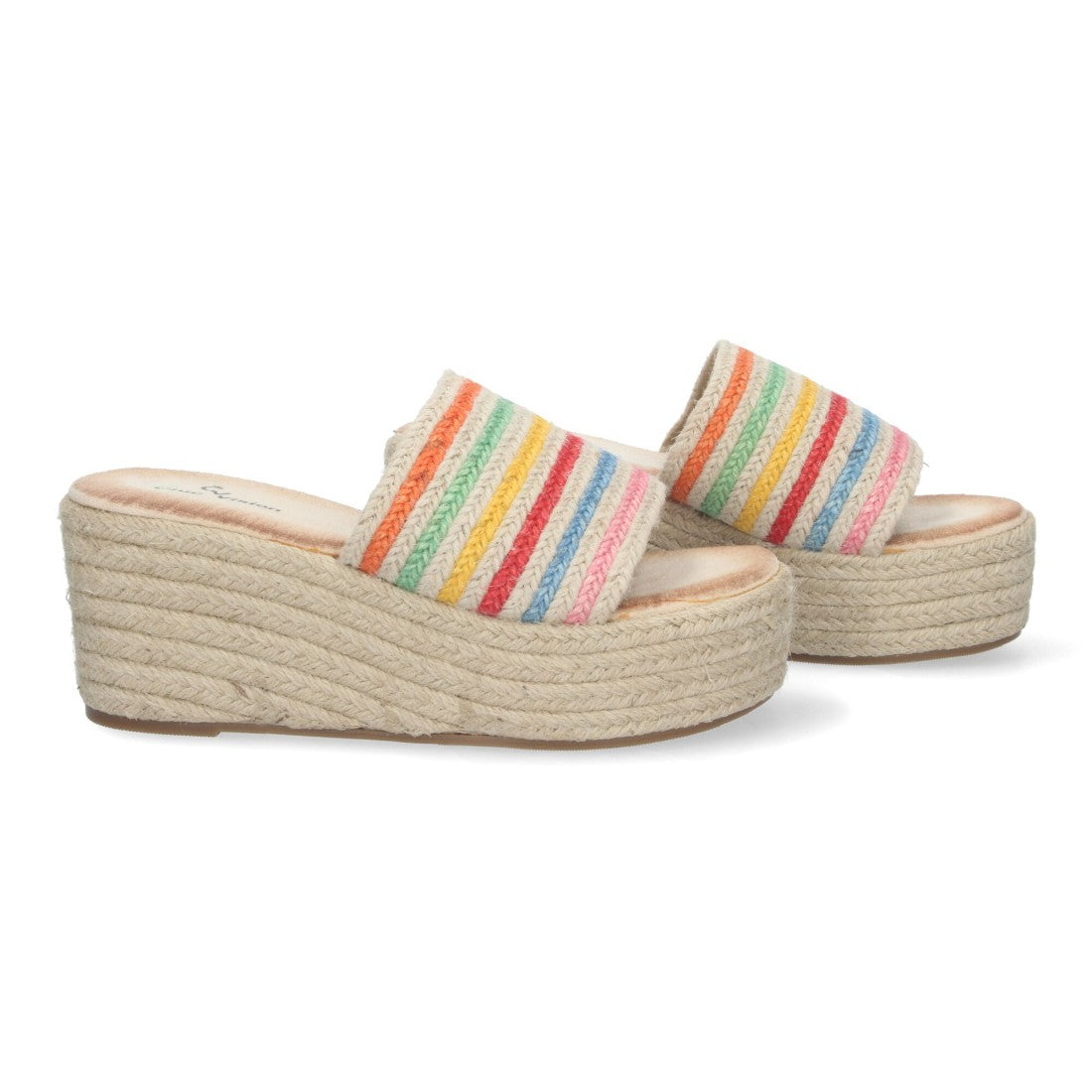Sandalias Multicolor Mujer Plataforma Yute Elegantes