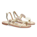 Sandalias Doradas Mujer Planas Verano Adorno Puntera Elegantes