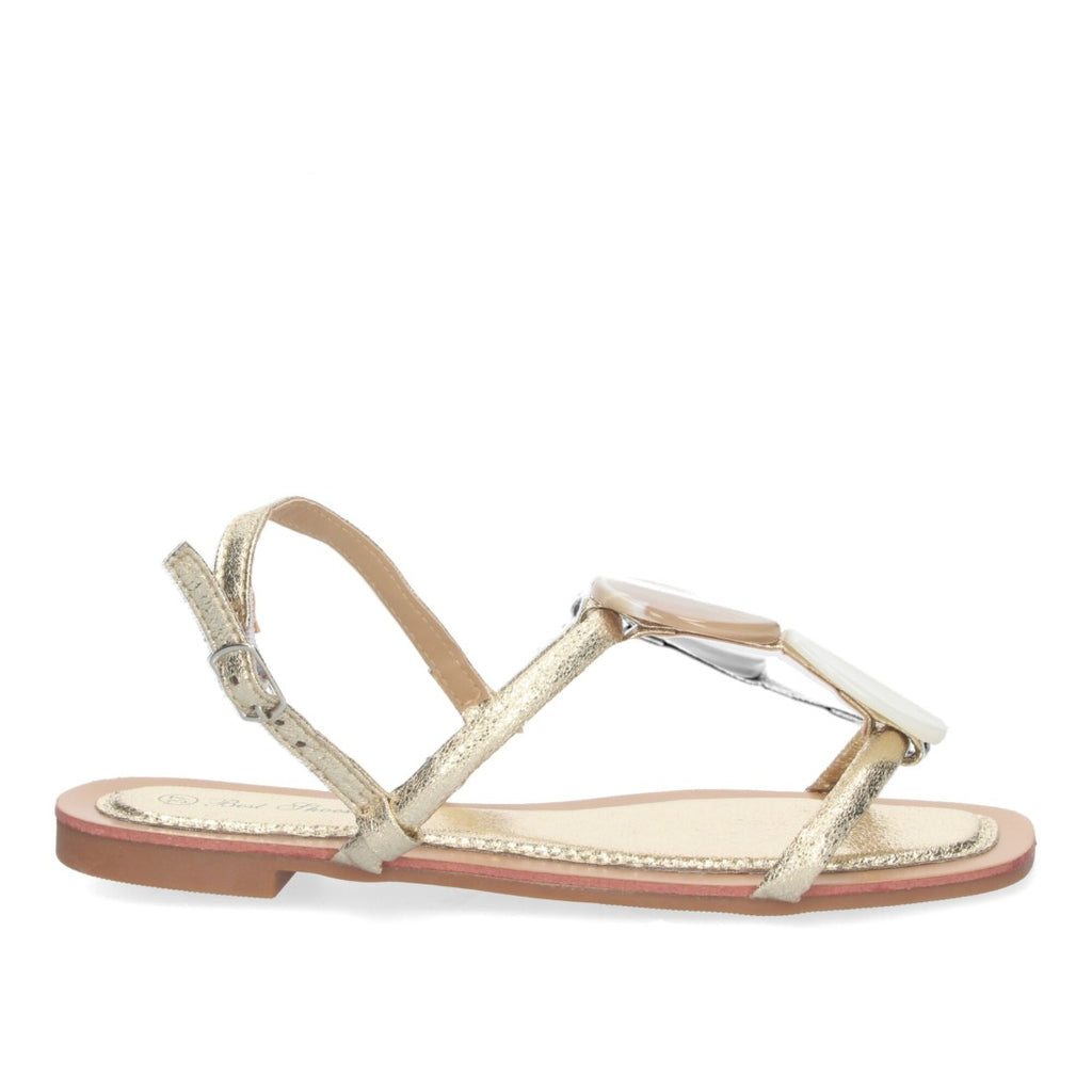 Sandalias Doradas Mujer Planas Verano Adorno Puntera Elegantes