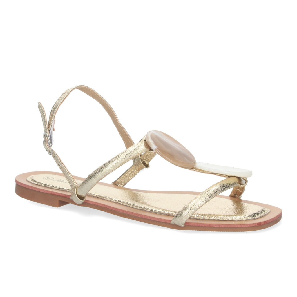 Sandalias Doradas Mujer Planas Verano Adorno Puntera Elegantes
