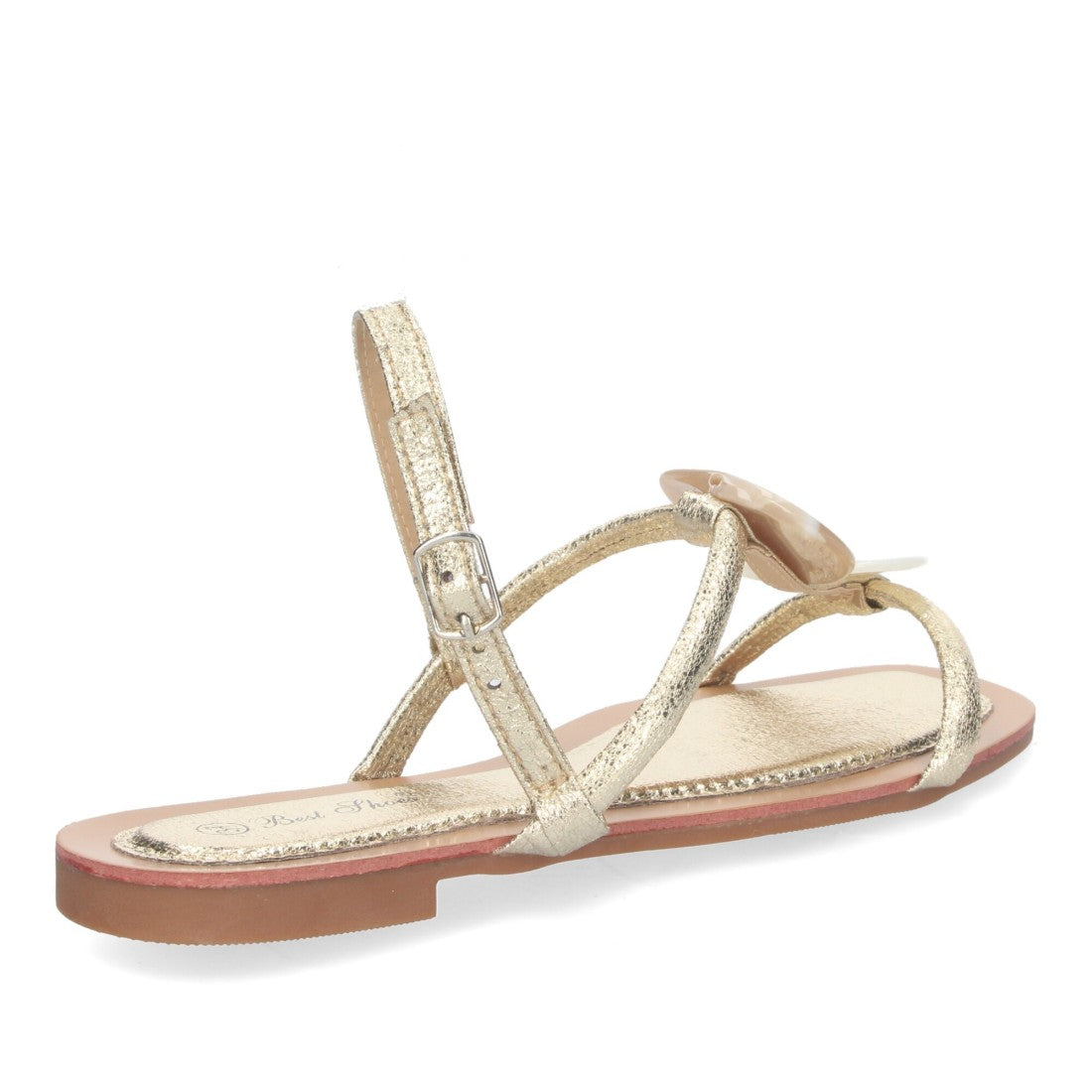 Sandalias Doradas Mujer Planas Verano Adorno Puntera Elegantes