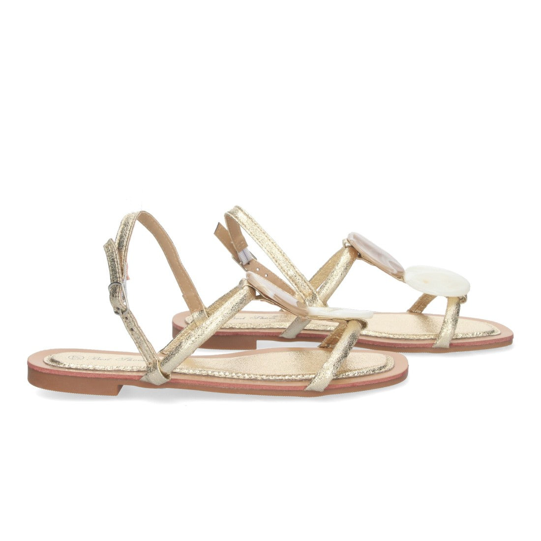 Sandalias Doradas Mujer Planas Verano Adorno Puntera Elegantes