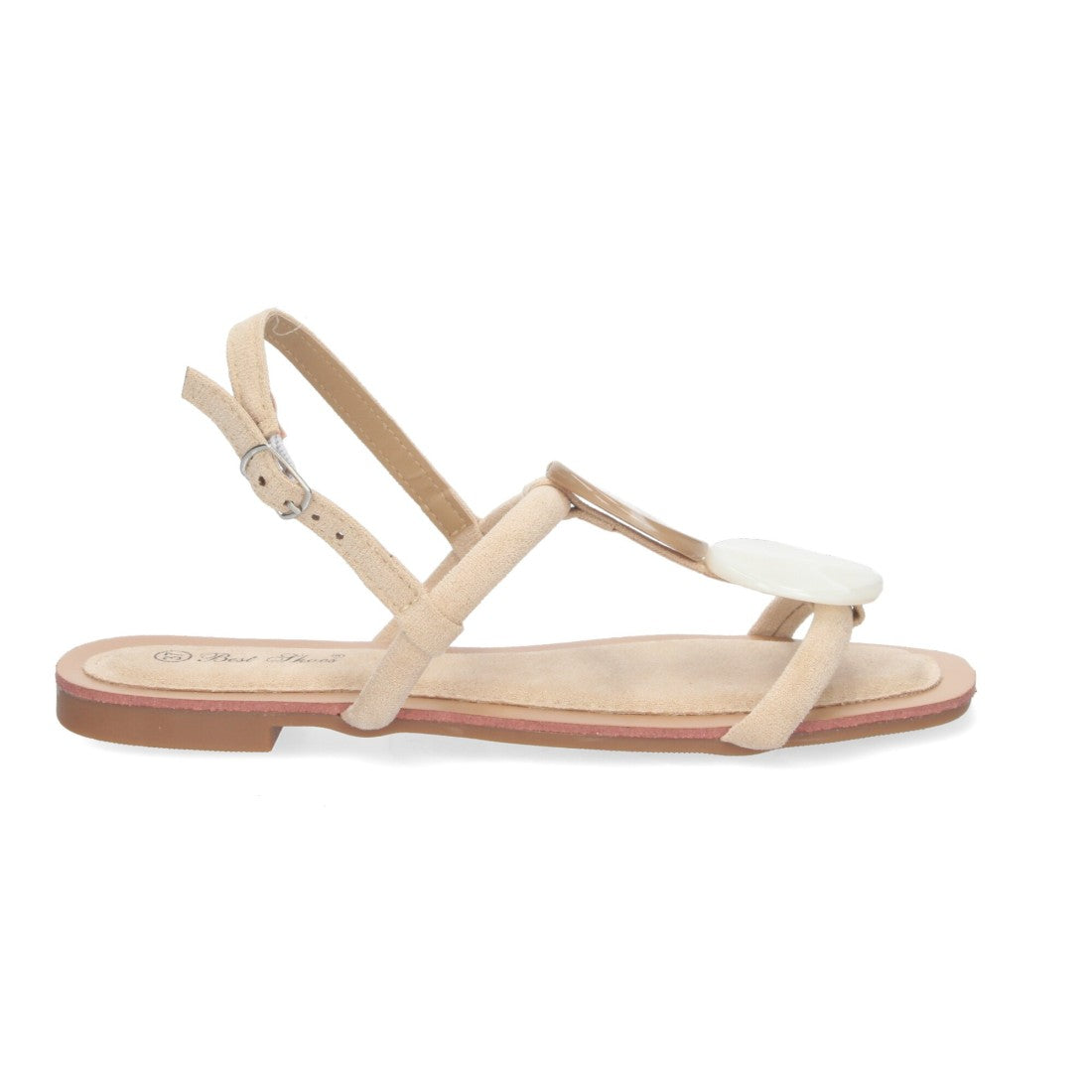 Sandalias Beige Mujer Planas Verano Adorno Puntera Elegantes