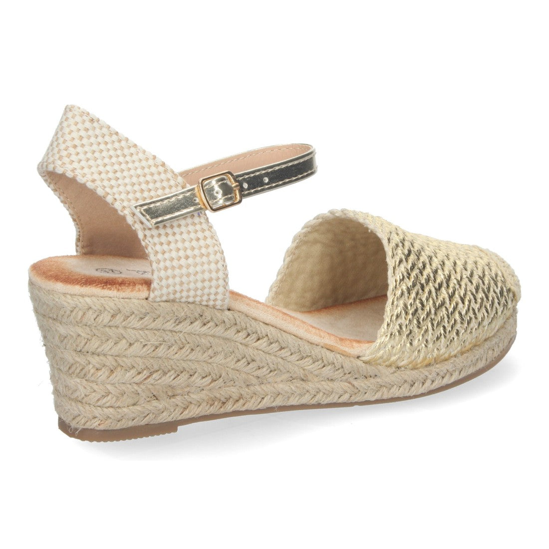 Sandalias Doradas Mujer Cuña Yute Valenciana Rafia