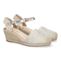 Sandalias Plateadas Mujer Cuña Yute Valenciana Rafia