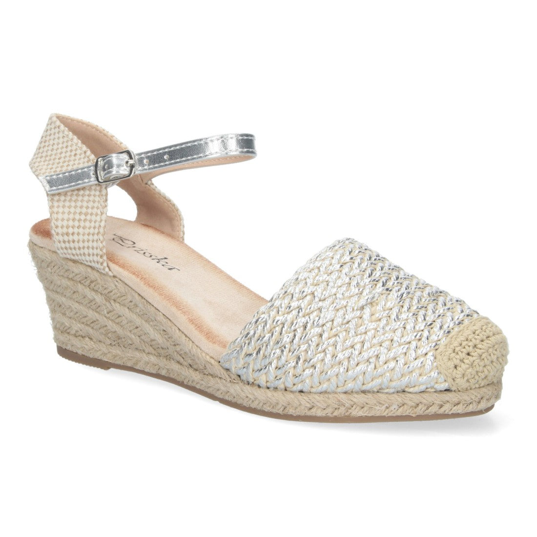 Sandalias Plateadas Mujer Cuña Yute Valenciana Rafia