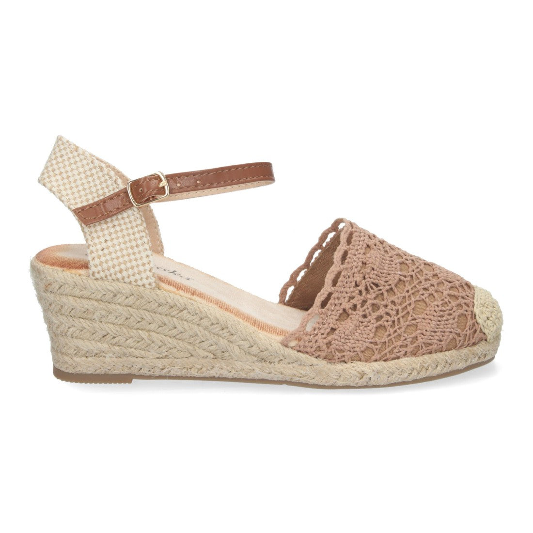 Sandalias Kaki Mujer Cuña Yute Valenciana Bordada
