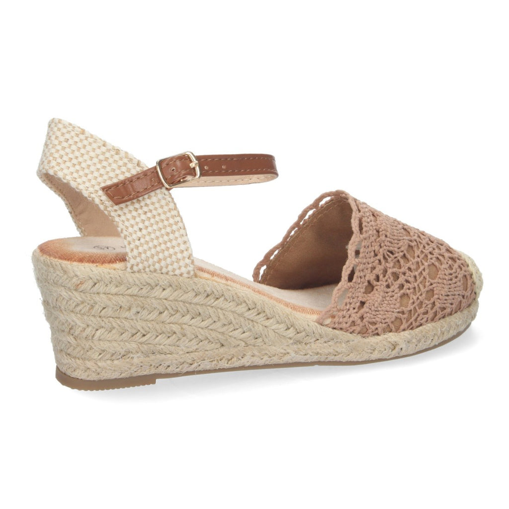 Sandalias Kaki Mujer Cuña Yute Valenciana Bordada