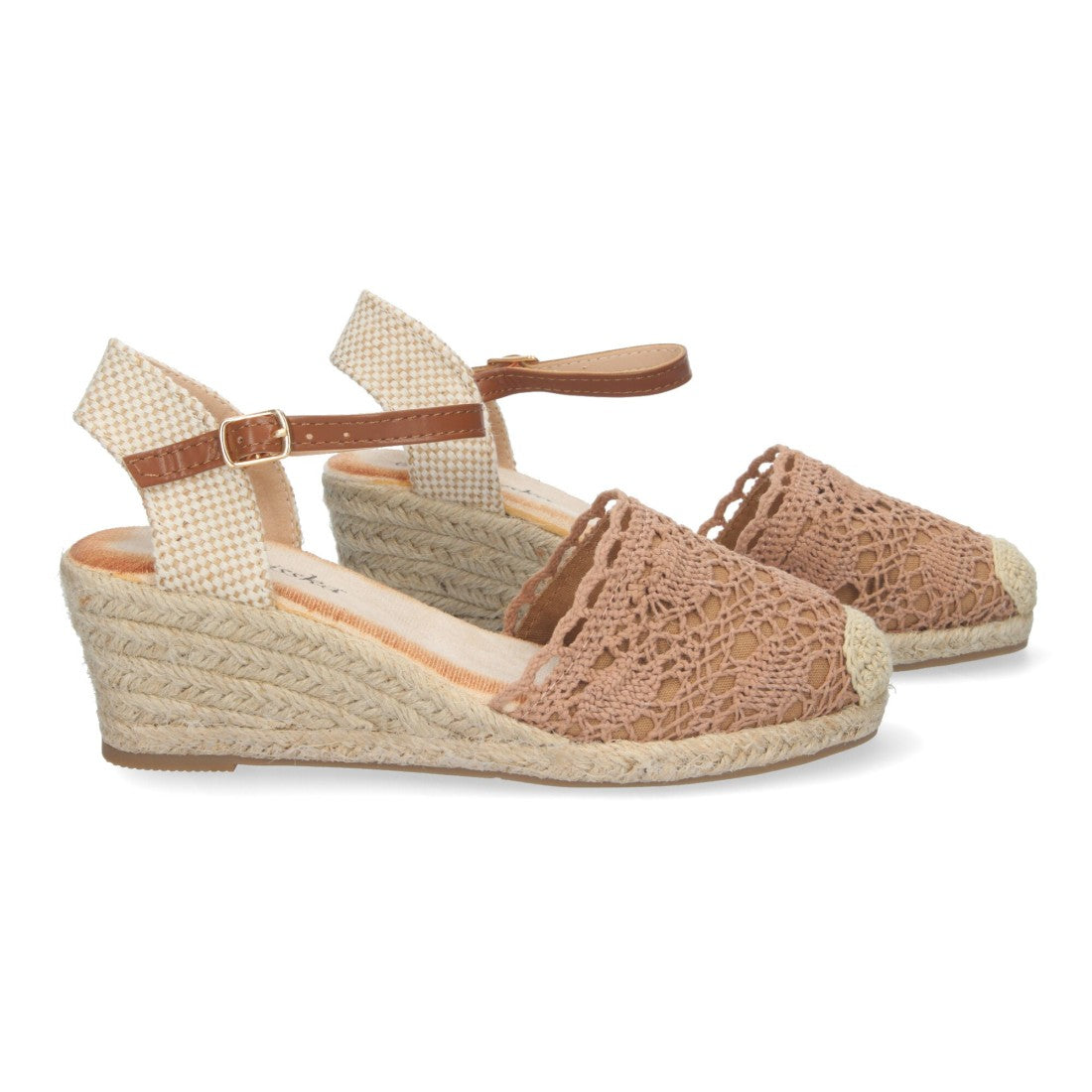 Sandalias Kaki Mujer Cuña Yute Valenciana Bordada