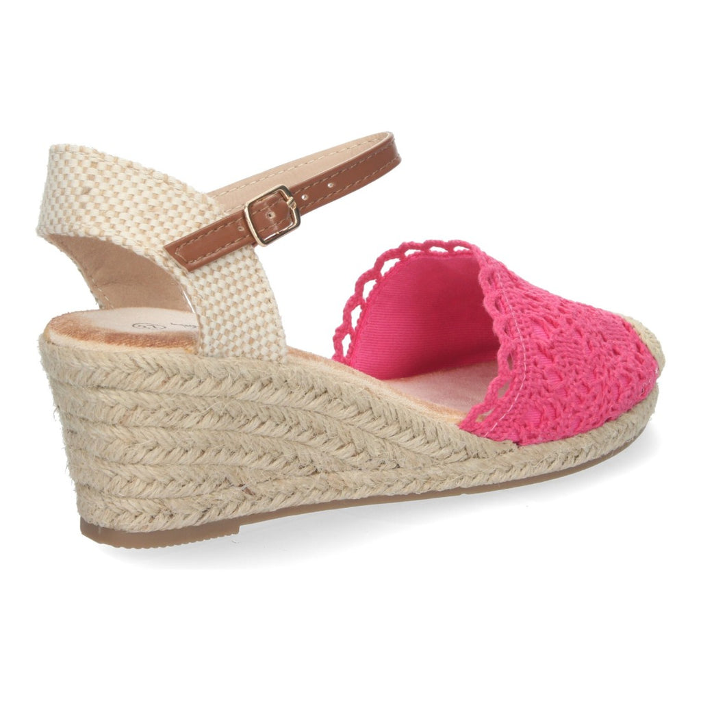 Sandalias Fucsia Mujer Cuña Yute Valenciana Bordada