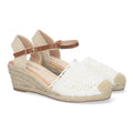 Sandalias Blancas Mujer Cuña Yute Valenciana Bordada