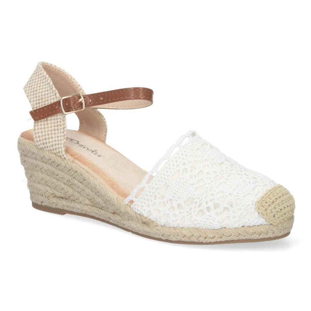Sandalias Blancas Mujer Cuña Yute Valenciana Bordada