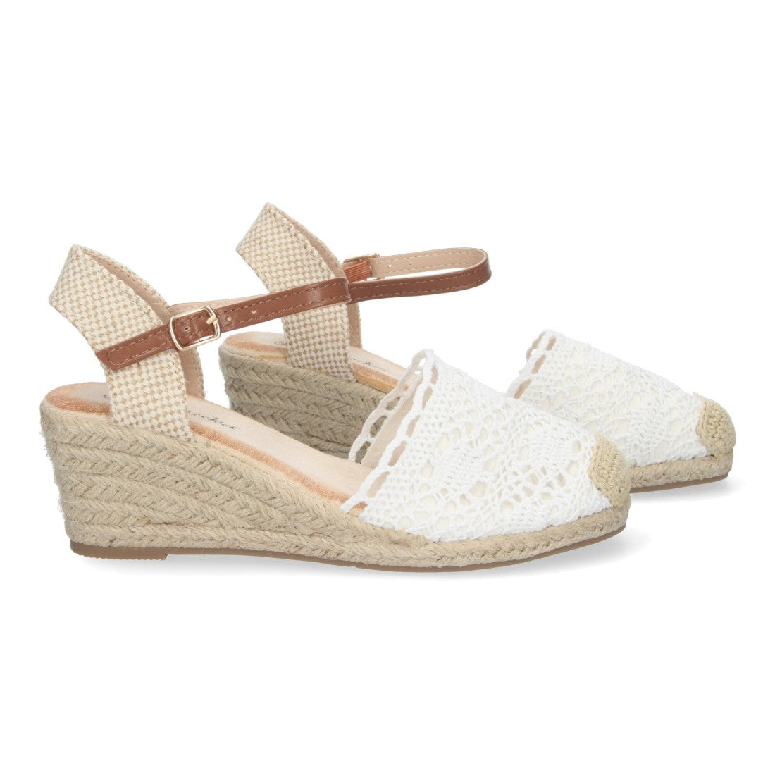 Sandalias Blancas Mujer Cuña Yute Valenciana Bordada