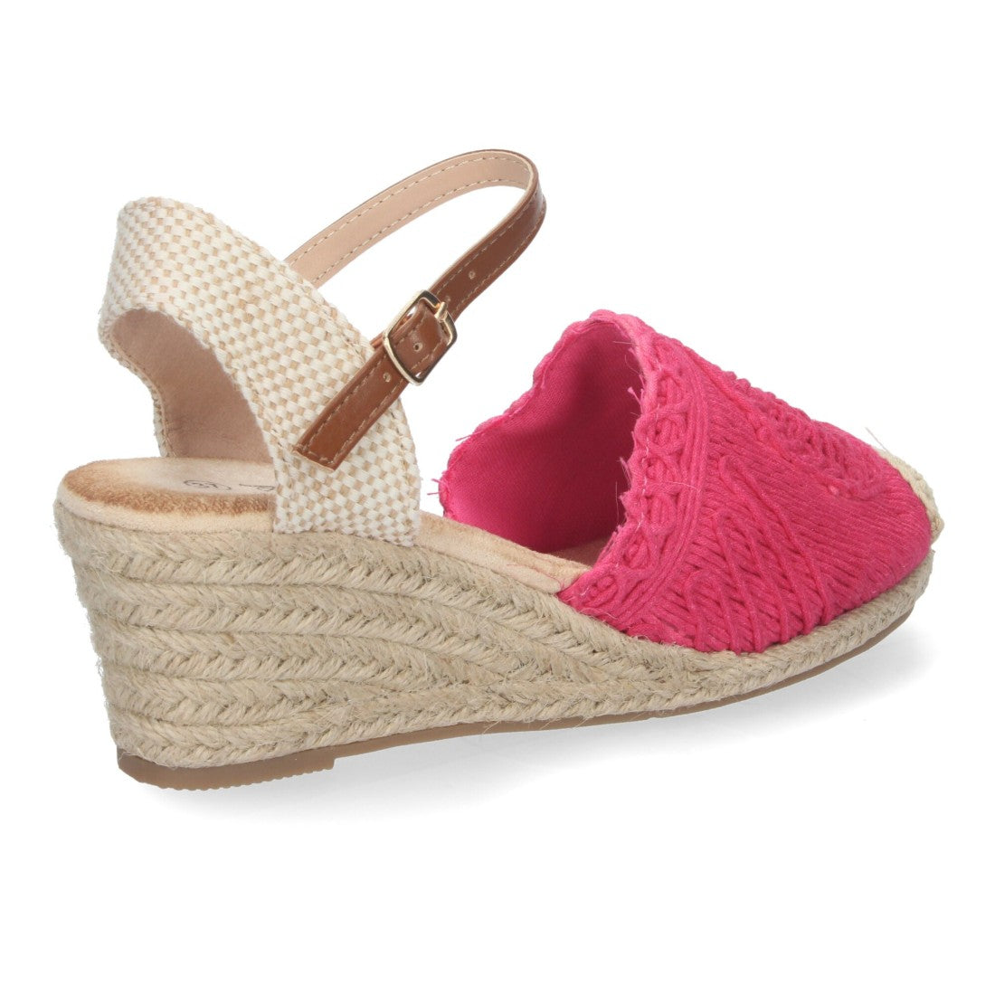 Sandalias Fucsia Mujer Cuña Yute Valenciana Bordada