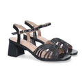 Sandalias Negras Tacón Tiras Anchas Empeine Hebilla Fiesta