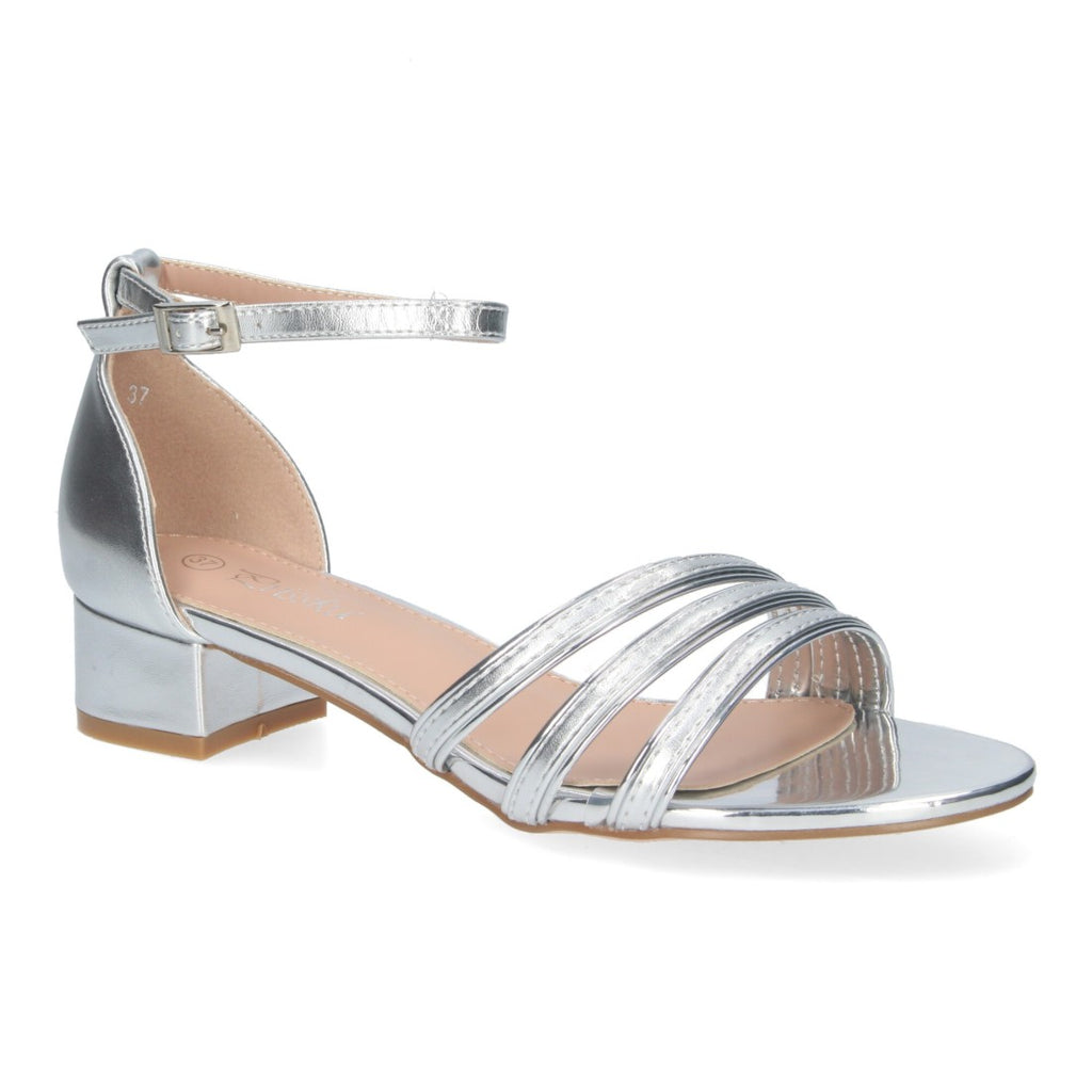 Sandalias Plateadas Mujer Elegantes Fiesta